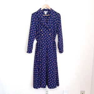 VTG Talbots Nautical Sailor Midi Dress Size 8 Blue New England Preppy Old Money